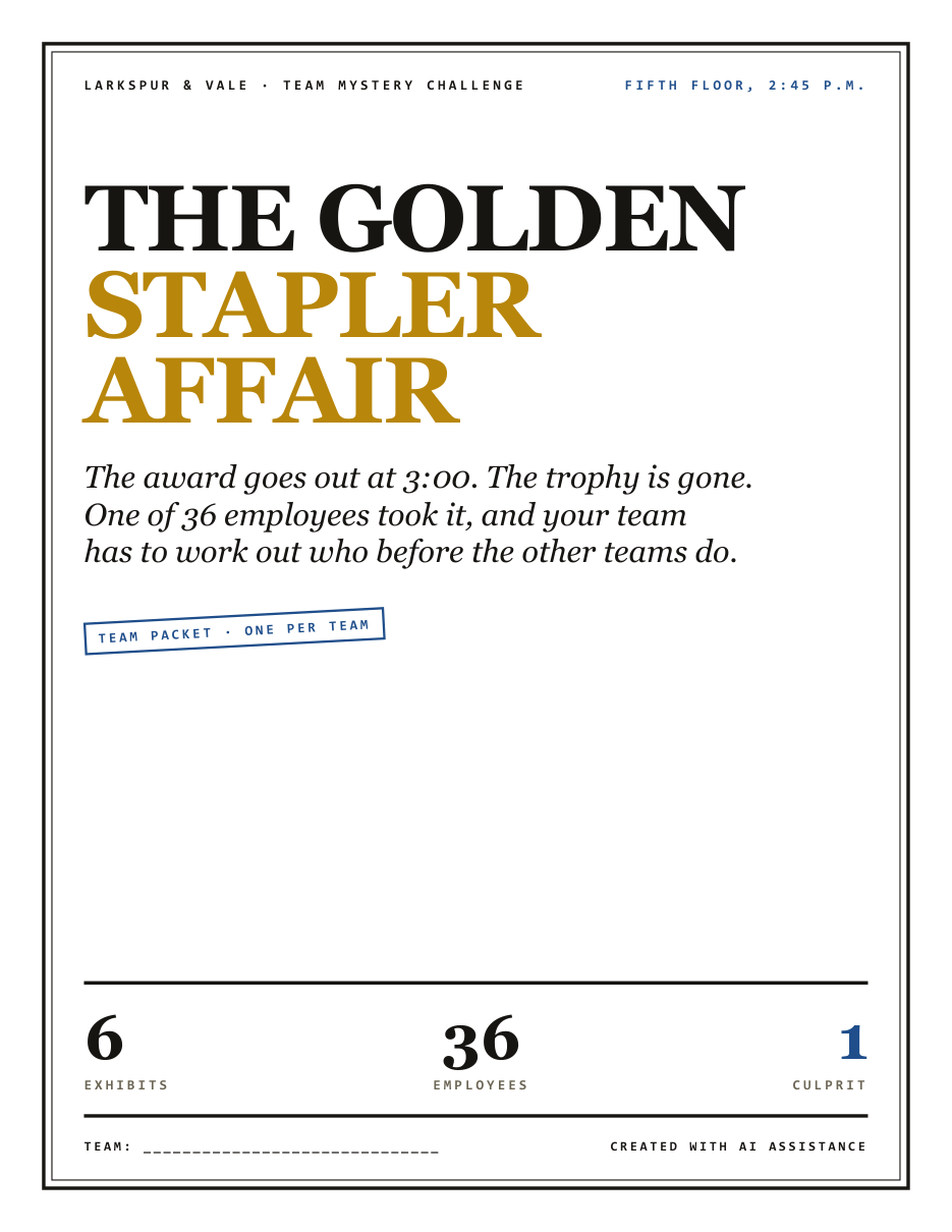 Team packet cover page